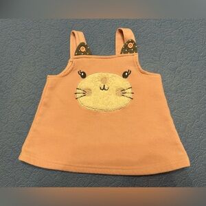 Charming Pink and Cream Casual Dress with Cat Design